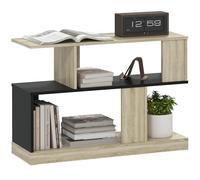 HOMCOM Tavolino a forma di S, con estremità per divano a 3 livelli, con ripiani di stoccaggio, tavolino da salotto, camera da letto, 90 x 30 x 61 cm, effetto legno naturale e nero