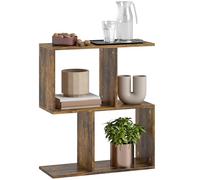 HOMCOM Tavolino a forma di S, tavolino stretto a 3 livelli con ripiani, comodino moderno per soggiorno, camera da letto, 50W x 19,5D x 58H cm, marrone rustico