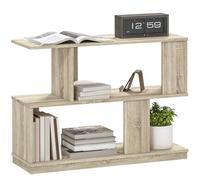 HOMCOM Tavolino a forma di S, tavolino stretto a 3 livelli con ripiani, comodino moderno per soggiorno, camera da letto, 90W x 30D x 61H cm, finitura in legno naturale