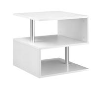 HomCom Tavolino Basso Moderno Salotto, Legno Bianco, Design Minimal, 50x50x50cm Aosom
