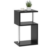 HOMCOM Tavolino con 3 livelli di luce LED Tavolino moderno con ripiani aperti a forma di S e struttura in alluminio per il soggiorno e la camera da letto 44x38x75 cm Nero lucido