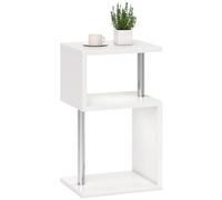 HOMCOM Tavolino con 3 livelli di luce LED Tavolino moderno con ripiani aperti a forma di S e struttura in alluminio per il soggiorno e la camera da letto 44x38x75 cm Bianco lucido