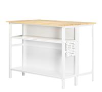 HOMCOM Tavolino Cucina con Piano Pieghevole e 2 Ripiani Legno e Acciaio