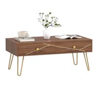 HOMCOM Tavolino da caffè con contenitore, tavolo da soggiorno con cassetti, tavolo da tè rettangolare con base in acciaio per la casa, 100 x 50 x 41 cm, marrone