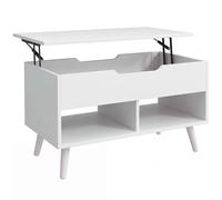HOMCOM Tavolino da Caffè con Piano Sollevabile e Spazio Nascosto, 75 cm Bianco Punzonato Aosom Italy