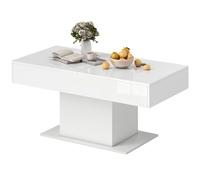 HOMCOM Tavolino da Caffè Estensibile con Vano Contenitore Moderno Bianco Lucido