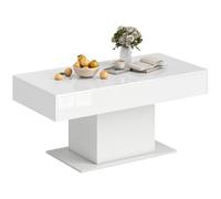 HOMCOM Tavolino da Caffè Estensibile con Vano Contenitore, Tavolino Salotto Allungabile Moderno con Piedini Antiscivolo, Tavolo Soggiorno per Casa Ufficio, 108-178.5x53x49 cm, Bianco Lucido
