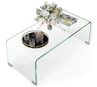 HOMCOM Tavolino da Caffè in Vetro Temperato, 80x45x35 cm, Trasparente