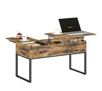 HOMCOM Tavolino da caffè Lift-Up con piano di lavoro scorrevole Soft Close Spazio di archiviazione nascosto 100x45x67 cm Rustic Brown