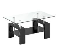 TAVOLINO HOMCOM IT839-172V00BK - Vetro temperato e acciaio inox, 90x50x42cm, ripiano inferiore