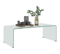 HOMCOM Tavolino da Caffè Moderno e Monoblocco in Vetro Temperato 50x40x45 cm