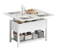HOMCOM Tavolino da caffè sollevabile e allungabile, tavolino da caffè con piano pieghevole, scomparto nascosto e ripiano aperto, stile moderno, per soggiorno, studio, sala da pranzo, 100 x 45 x 50,5