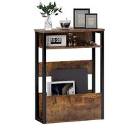 HOMCOM Tavolino da comodino, con ripiano a due livelli, angoli arrotondati, piedini regolabili, per camera da letto, soggiorno, 46 x 18 x 58,5 cm, marrone rustico