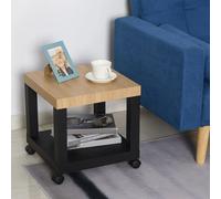 HOMCOM tavolino da divano con ruote aperte 40x40x40 nero e legno