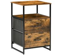 HOMCOM Tavolino da Notte con 2 Cassetti in Tessuto Mobiletto Ausiliario stile Industriale Comodino 2 cassetti - 45 x 40 x 70,5 cm - Legno e metallo