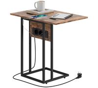 HOMCOM Tavolino da Salotto a forma di C con Piano Espandibile Nero e Marrone