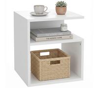 HOMCOM Tavolino da Salotto con 3 Ripiani Aperti, 80x40x40 cm, Bianco