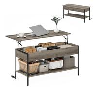 HOMCOM Tavolino da salotto industriale con ripiano sollevabile, con scomparto nascosto e ripiano aperto, gambe rinforzate a L stabile, per soggiorno, ufficio, 95 x 40 x 59 cm, grigio