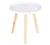 HOMCOM Tavolino da Salotto Moderno Rotondo in Legno Bianco e Oro Φ40x40.5cm