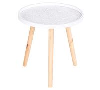 HOMCOM Tavolino da Salotto Moderno Rotondo, Tavolino da Caffè con Bordo Rialzato e Tre Gambe, per Camera e Soggiorno, in Legno Bianco e Oro