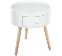 HOMCOM Tavolino da Salotto Moderno in Legno, Tavolino Rotondo con Cassetto, Tavolino da Caffè per Soggiorno e Camera, Bianco