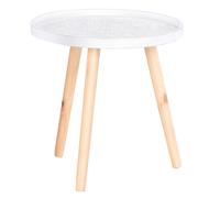 HOMCOM Tavolino da Salotto Rotondo in Legno Tavolino da Caffè Bianco e Oro