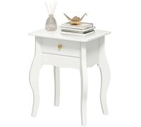 HOMCOM Tavolino da Salotto Stile Francese con Cassetto, Tavolo Piccolo con Gambe Curve per Camera da Letto e Soggiorno, 45x35x55 cm, Bianco