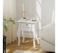 HOMCOM Tavolino da Salotto Stile Francese con Cassetto, Tavolo Piccolo e Comodino con Gambe Curve per Soggiorno e Camera da Letto, 45x35x55 cm, Bianco Rinnova il tuo ambiente con il tavolino da salott