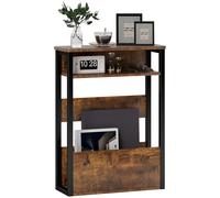 HOMCOM Tavolino da Soggiorno Industriale con 2 Ripiani in Legno Metallo Marrone
