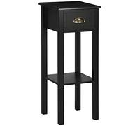 HOMCOM Tavolino in stile moderno Tavolino con cassetto e ripiano portaoggetti per soggiorno e camera da letto 30x30x75 cm Nero