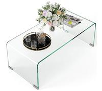 HOMCOM Tavolino in Vetro Temperato da Salotto Moderno 80x45x35 cm