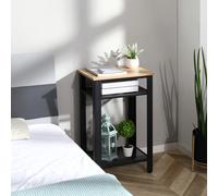 HOMCOM tavolino laterale regolabile in stile industriale a 2 ripiani in metallo e piedi