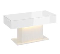 HOMCOM Tavolino Moderno LED con Spazio Contenitivo, Finitura Lucida, 2 Cassetti e Telecomando, Bianco Aosom Italy