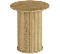 HOMCOM Tavolino rotondo Ø48 cm con gambe scanalate, Rovere Aosom Italy
