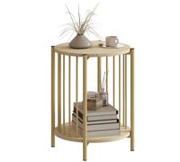 Homcom Tavolino rotondo a 2 livelli Tavolino moderno con ripiano portaoggetti e struttura in acciaio per soggiorno camera da letto Ø41X49 cm Naturale