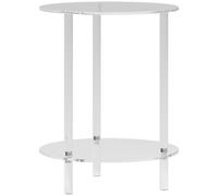 HOMCOM Tavolino Rotondo Basso a 2 Livelli in Acrilico Ø40x50 cm