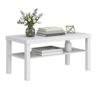 HOMCOM Tavolino Salotto a 2 Livelli Tavolino da Caffè 90x45x44.5cm Bianco