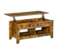 HOMCOM Tavolino da Salotto in Stile Industriale con Vano Contenitore e Piano Sollevabile in Legno, 105x50x49cm, Marrone Rustico