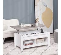 HOMCOM tavolino sollevabile con 2 scomparti soggiorno sala da pranzo 105x50x49 cm