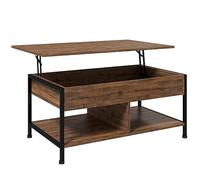 HOMCOM Tavolino sollevabile - ripiano inferiore, contenitore - dim. 100L x 80L x 60H cm - finitura in legno rustico nero