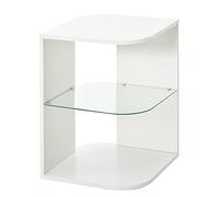 HOMCOM Tavolino Tavolino con piedistallo Design contemporaneo Mensola terminale per divano Vetro temperato Bianco