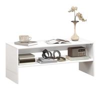 Homcom Tavolino Tavolino con scomparto aperto Tavolino da caffè per soggiorno Sala da pranzo 100X40X41,5 cm Bianco lucido