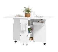 HOMCOM Tavolo a Ribalta Ripiani a 3 Livelli in MDF 130x80x76.5 cm Bianco