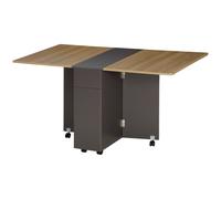 HOMCOM Tavolo Allungabile con 2 Cassetti e Armadietto Bianco e color Legno