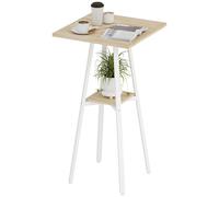 Homcom Tavolo alto da cucina quadrato con ripiano, tavolo da bar alto per 2 persone, gambe in metallo, per soggiorno, sala da pranzo, 55X55X95 cm