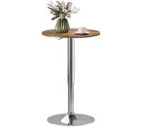 HOMCOM Tavolo bar tondo girevole 360° altezza regolabile Marrone Rustico