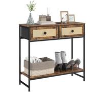 HOMCOM Tavolo console ingresso 2 cassetti 80x30x75 cm Marrone rustico