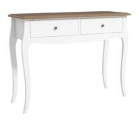 HOMCOM Tavolo Consolle Moderno con 2 Cassetti, Consolle da Ingresso in MDF e Truciolato, 100x35x76.5 cm, Bianco e Marrone Scuro