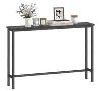 HOMCOM Tavolo consolle moderno Tavolo consolle stretto da corridoio Tavolo da divano con piano effetto marmo e struttura in metallo per il soggiorno e l'ingresso 100x20x66 cm Nero