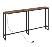 HOMCOM Tavolo Consolle Ristretto in Stile Industriale con Stazione di Ricarica, Porte USB, Consolle Ingresso in Legno e Acciaio, per Soggiorno, Camera da Letto, Salotto, 160x20x80 cm, Marrone Rustico